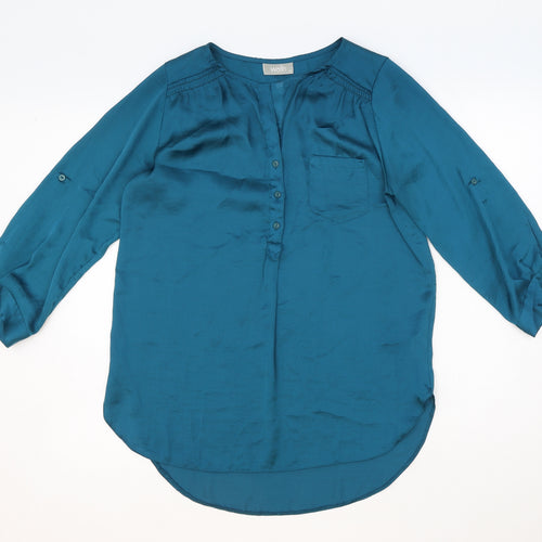 Wallis Womens Blue Polyester Basic Blouse Size S V-Neck