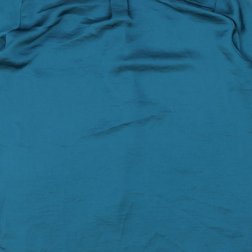 Wallis Womens Blue Polyester Basic Blouse Size S V-Neck
