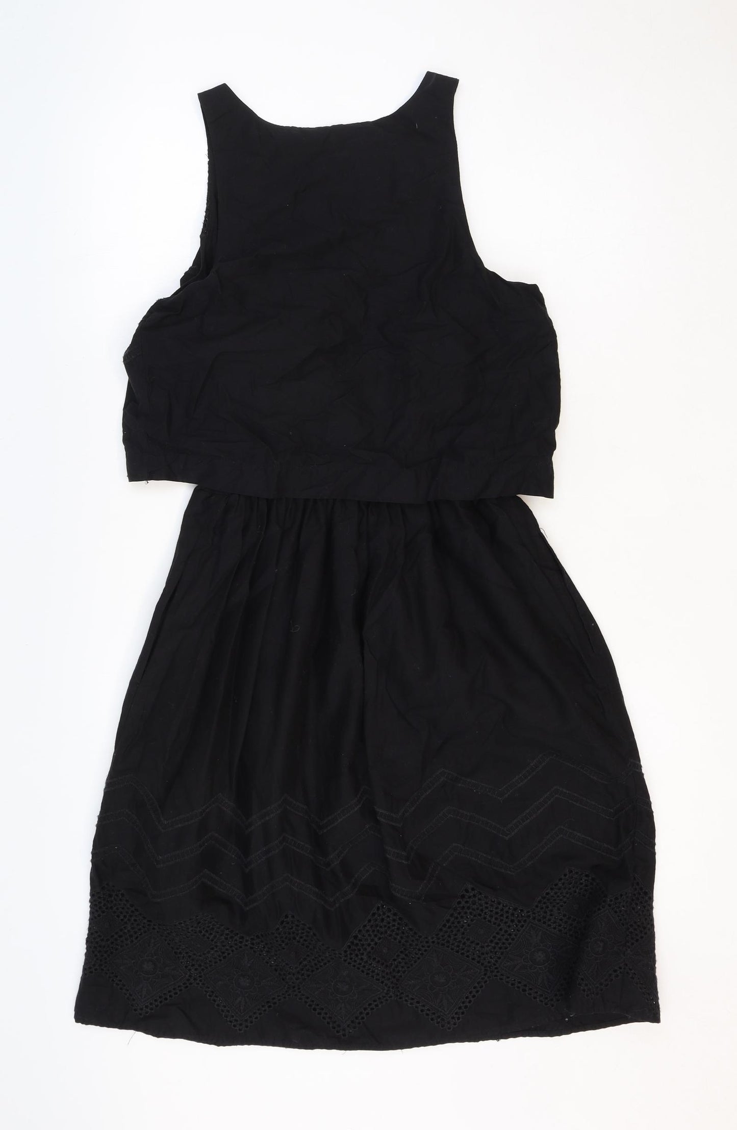 Gap Womens Black Polyester Fit & Flare Size 4 Round Neck Pullover
