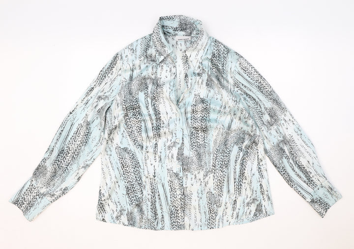 Gerry Weber Womens Blue Geometric Polyester Basic Button-Up Size 18 Collared