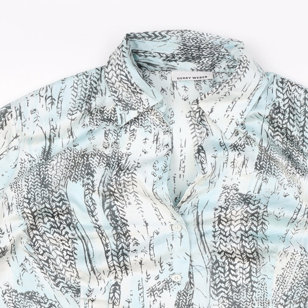Gerry Weber Womens Blue Geometric Polyester Basic Button-Up Size 18 Collared