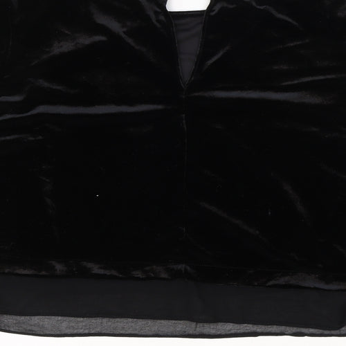 River Island Womens Black Polyester Cropped Blouse Size 18 Boat Neck - Chiffon Hem