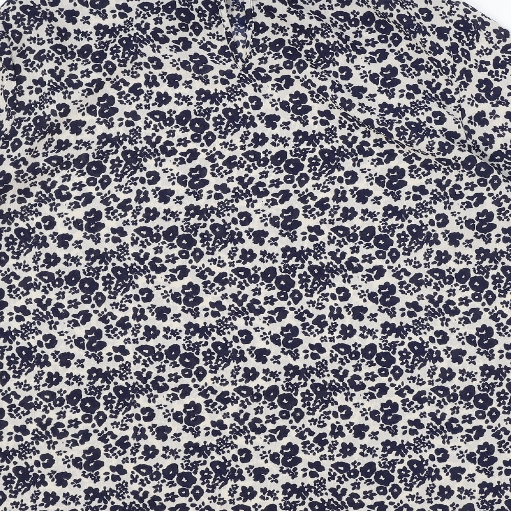 Papaya Womens Blue Geometric Polyester Basic Blouse Size 12 Mock Neck