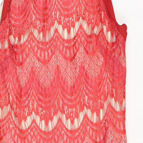 In the Style Womens Red Geometric Polyester Bodycon Size 14 Round Neck Zip