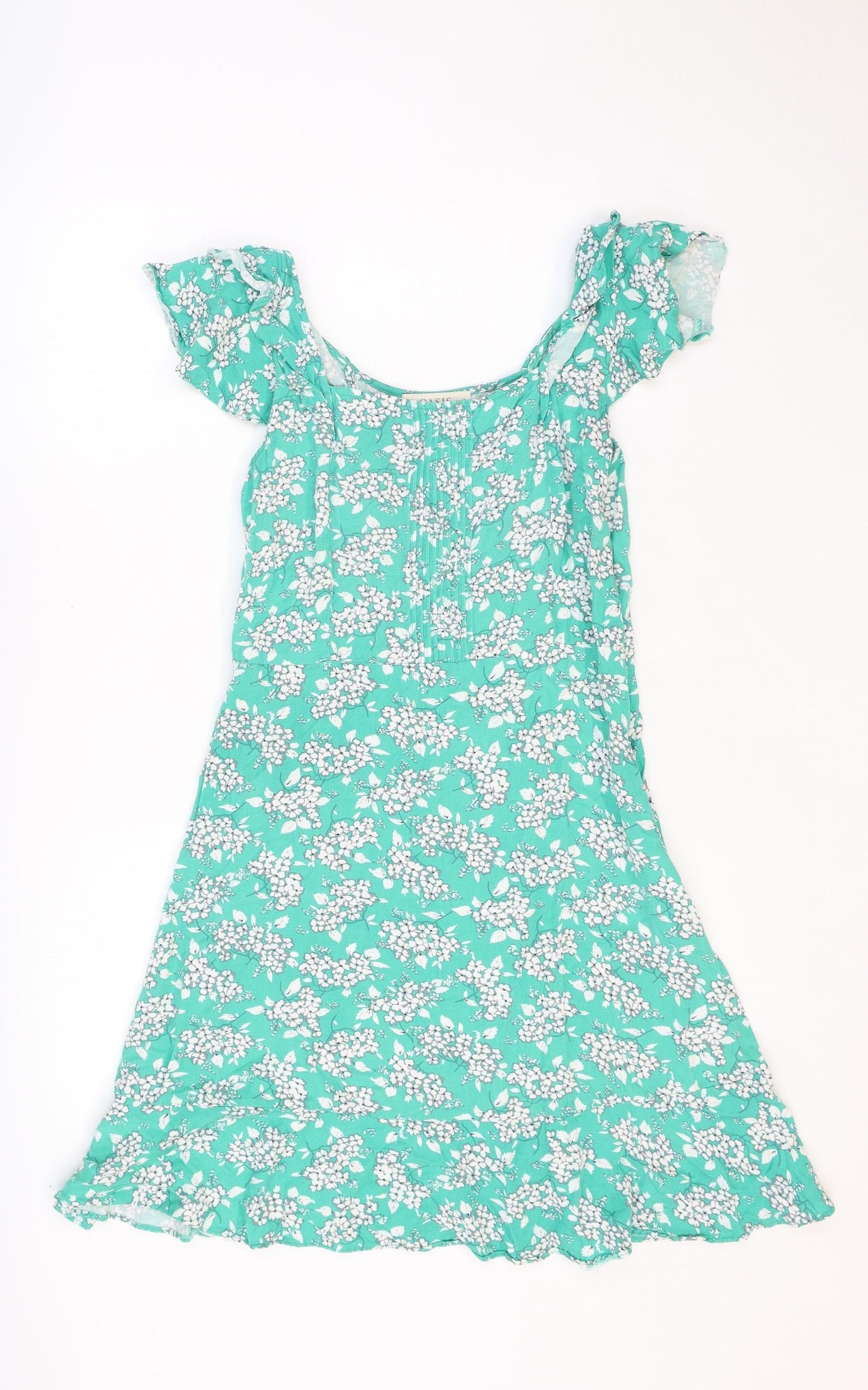 Oasis Womens Green Floral Polyester Trapeze & Swing Size 10 Round Neck Zip