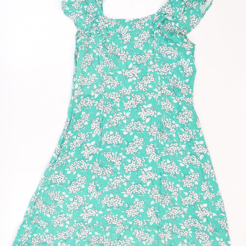 Oasis Womens Green Floral Polyester Trapeze & Swing Size 10 Round Neck Zip