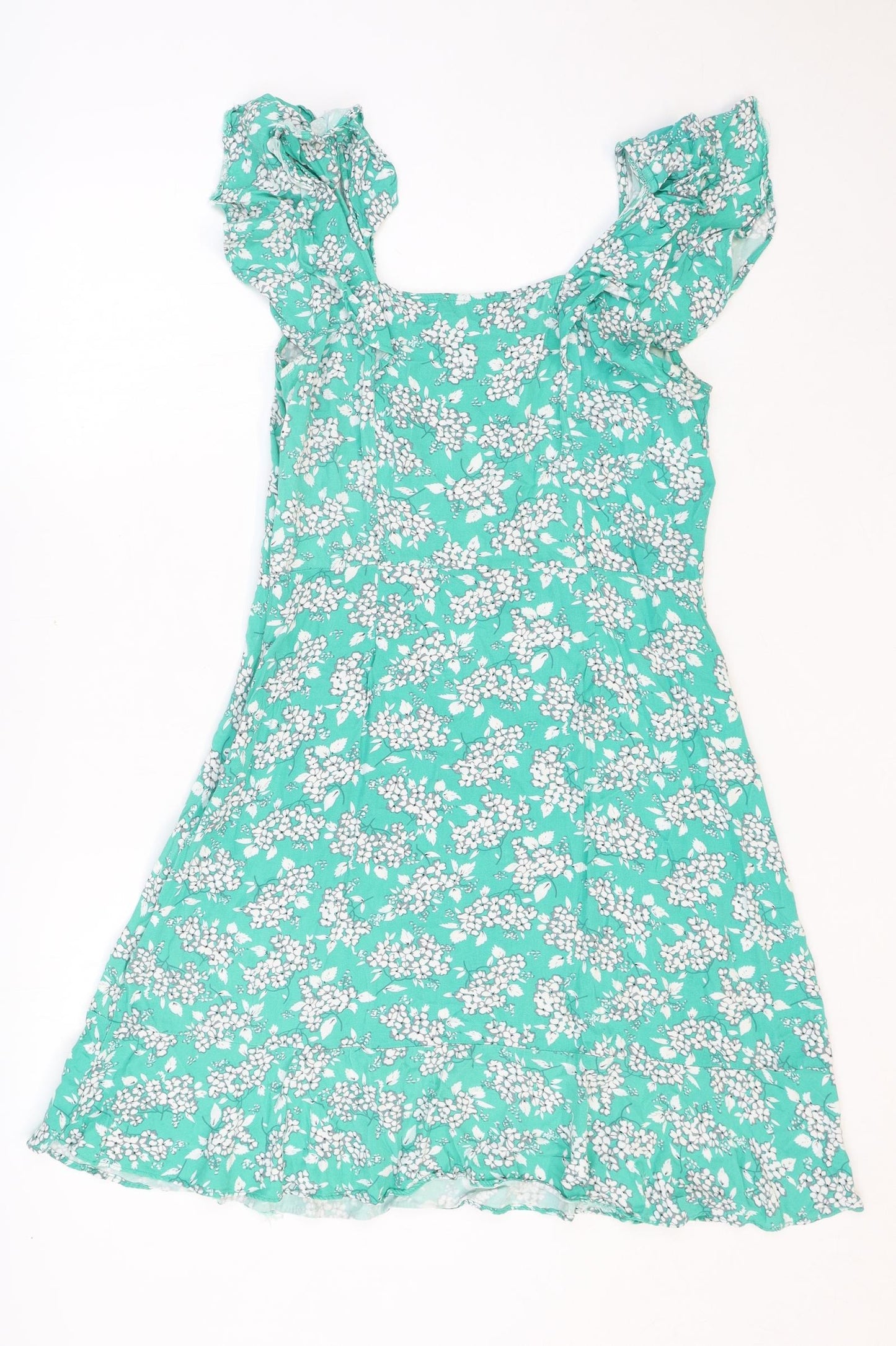 Oasis Womens Green Floral Polyester Trapeze & Swing Size 10 Round Neck Zip