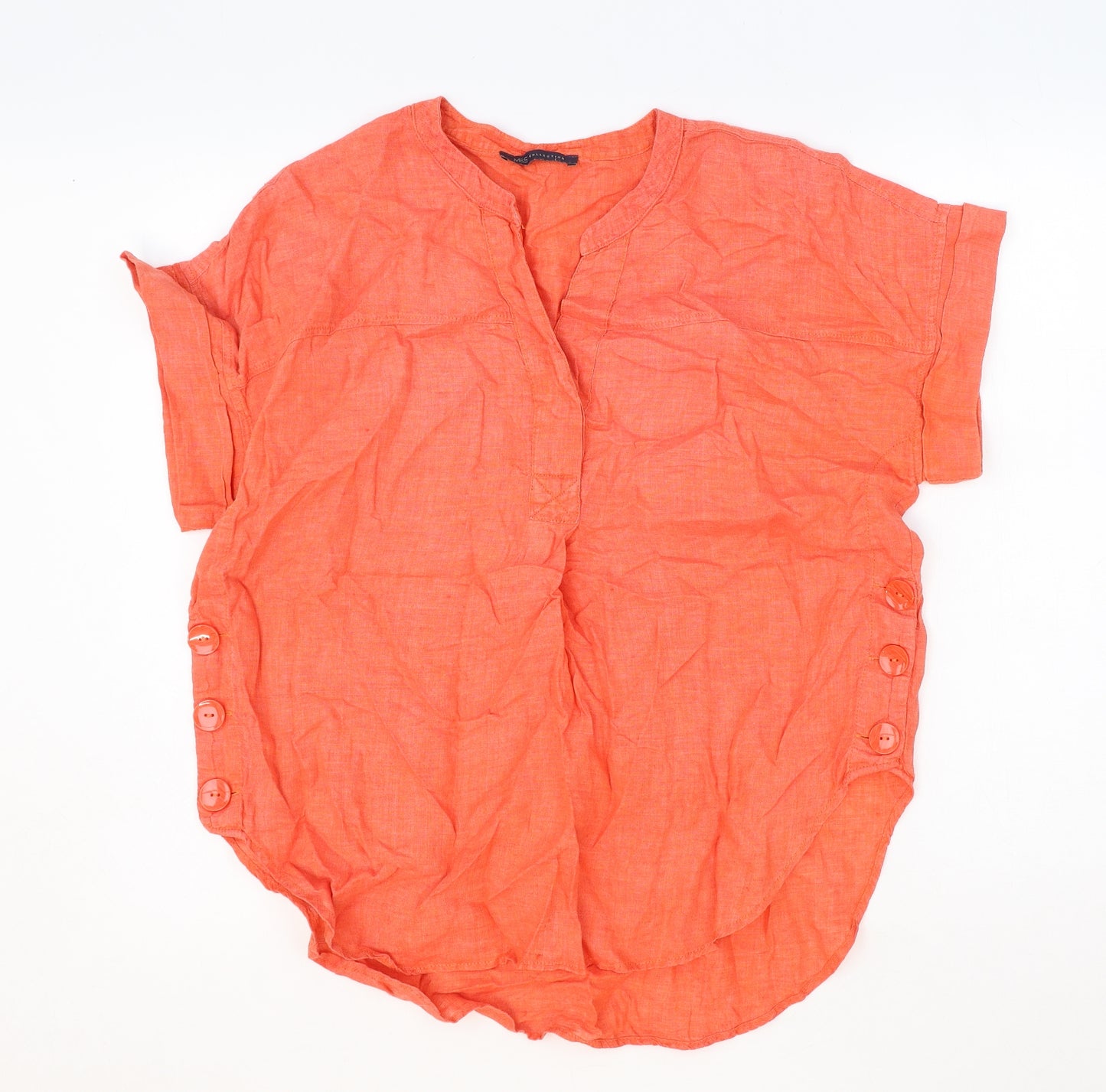 Marks and Spencer Womens Orange Flax Basic Blouse Size 10 V-Neck
