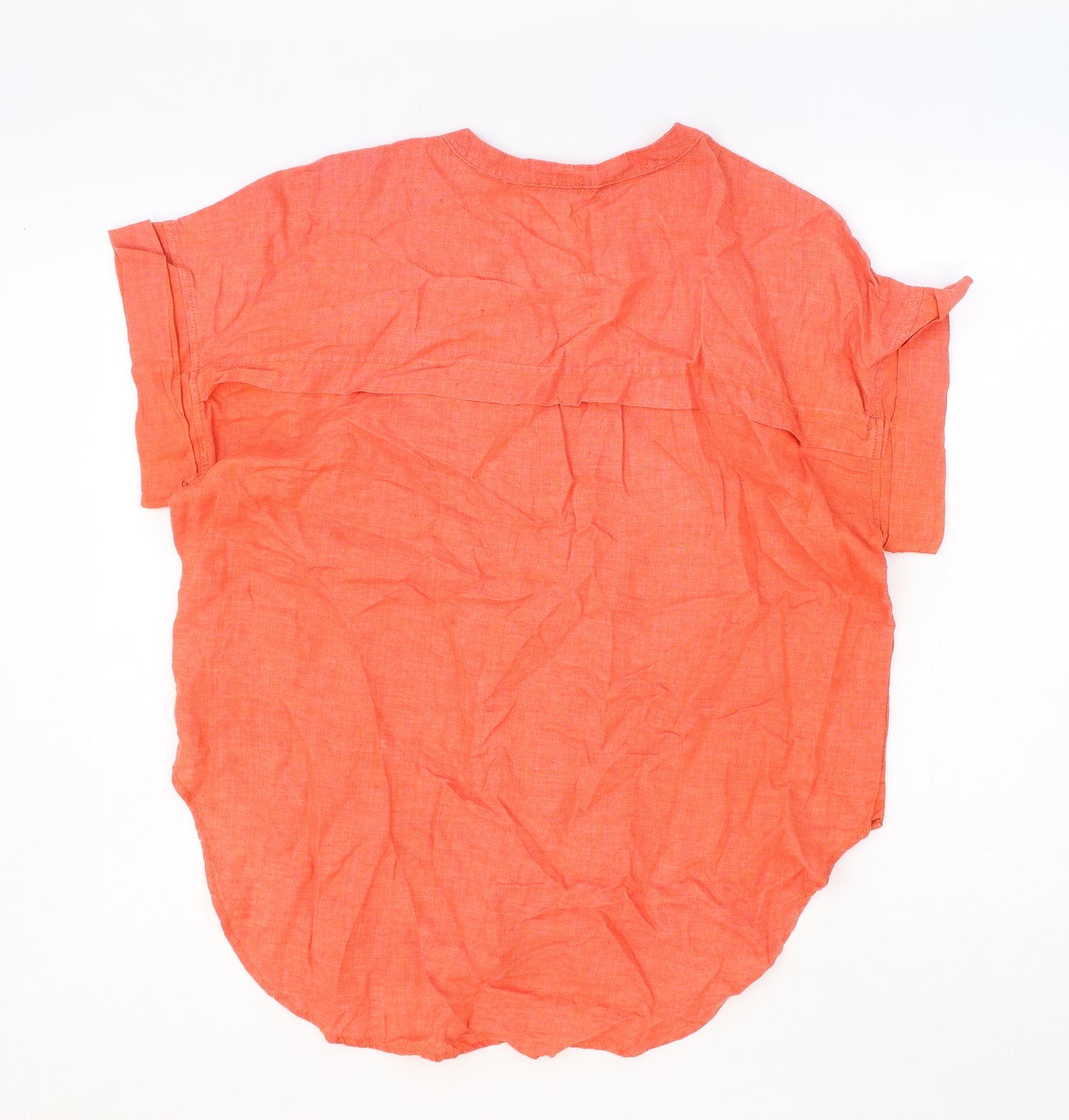 Marks and Spencer Womens Orange Flax Basic Blouse Size 10 V-Neck