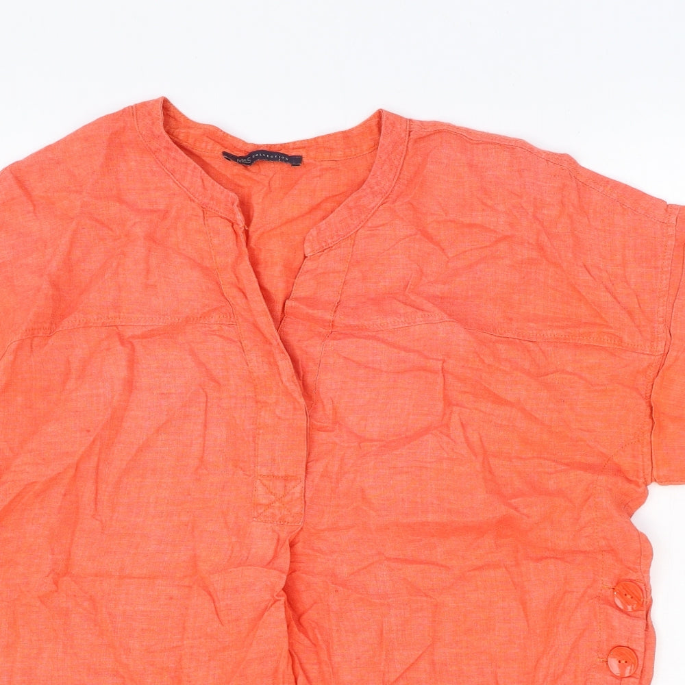 Marks and Spencer Womens Orange Flax Basic Blouse Size 10 V-Neck