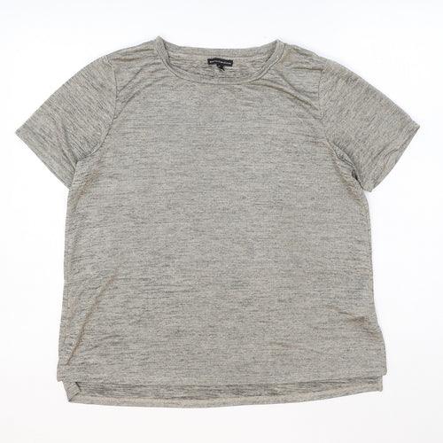 Mercer & Madison Womens Beige Polyester Basic T-Shirt Size M Round Neck