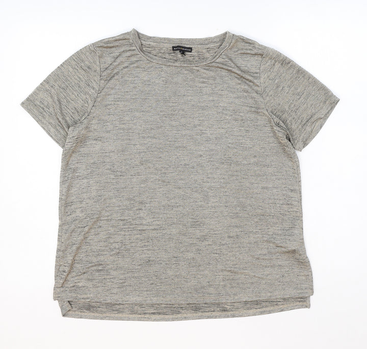 Mercer & Madison Womens Beige Polyester Basic T-Shirt Size M Round Neck