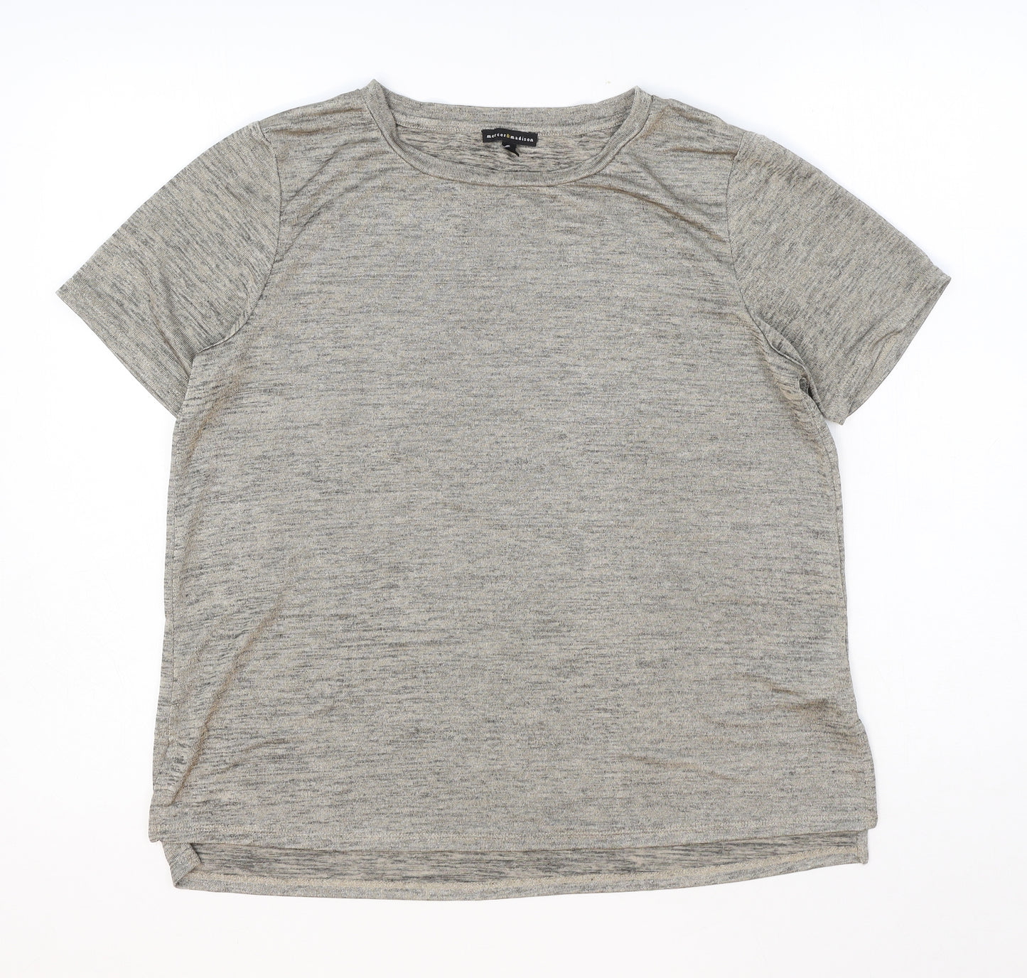 Mercer & Madison Womens Beige Polyester Basic T-Shirt Size M Round Neck