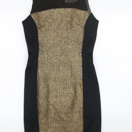 DS DRES Womens Black Polyester Pencil Dress Size 8 Scoop Neck Zip
