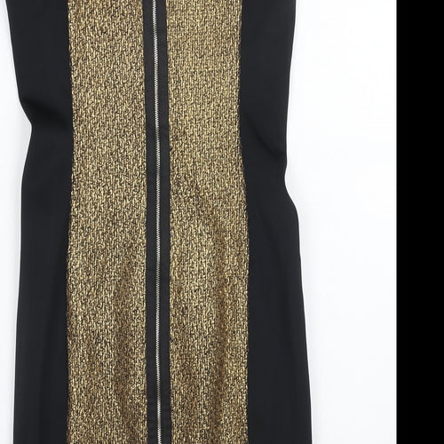 DS DRES Womens Black Polyester Pencil Dress Size 8 Scoop Neck Zip