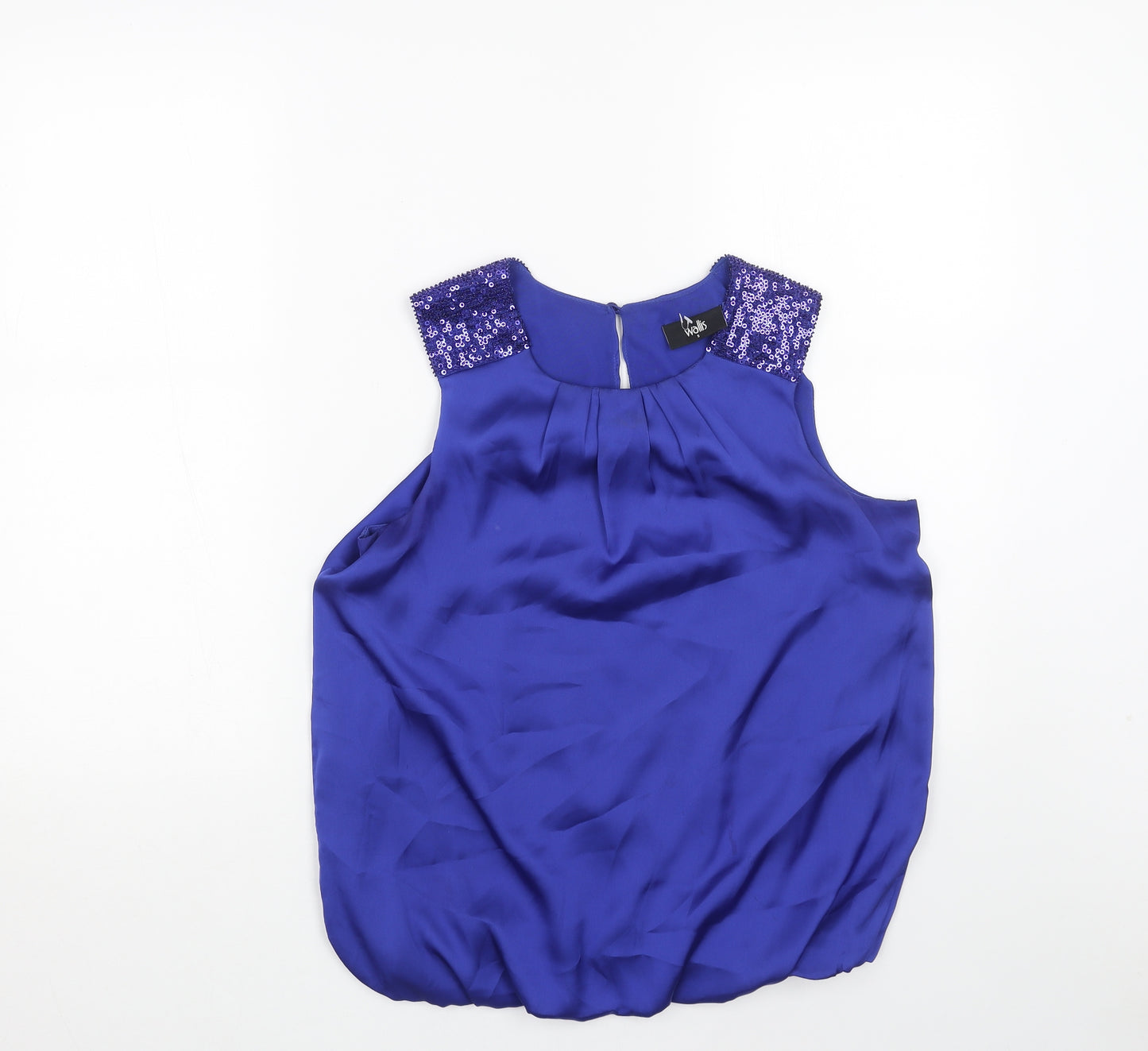 Wallis Womens Blue Polyester Basic Blouse Size S Scoop Neck