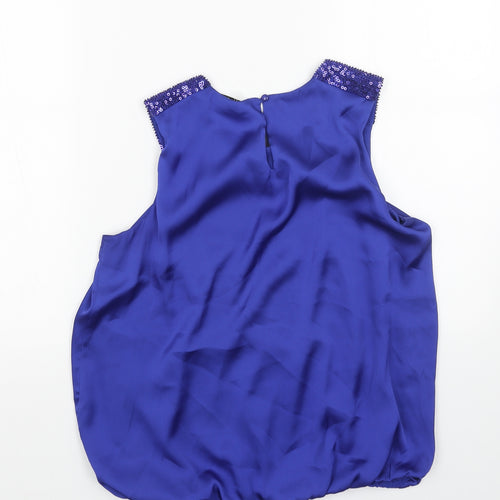 Wallis Womens Blue Polyester Basic Blouse Size S Scoop Neck