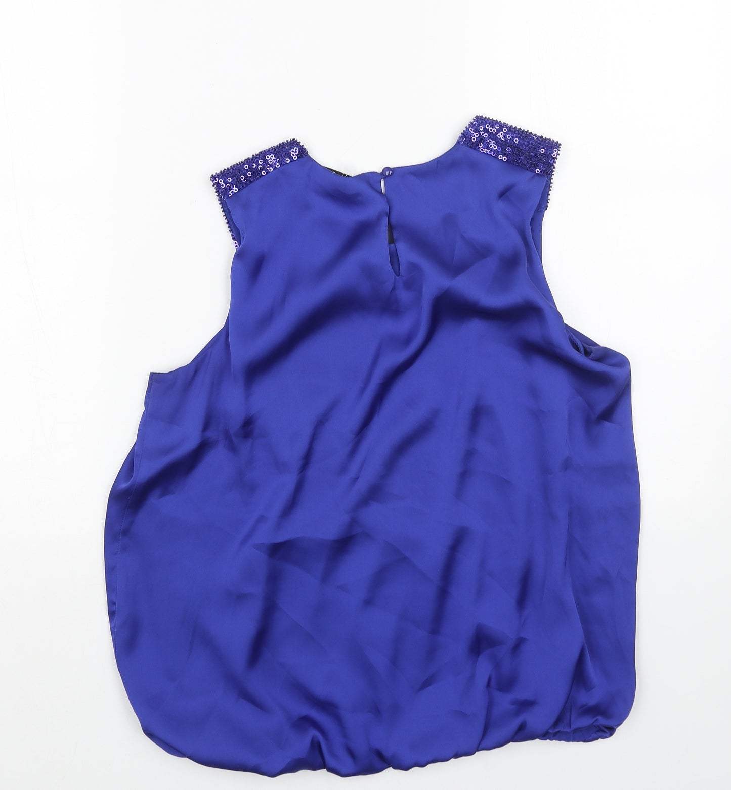 Wallis Womens Blue Polyester Basic Blouse Size S Scoop Neck