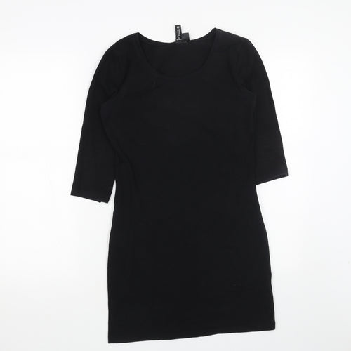 H&M Womens Black Cotton Shift Size 10 Round Neck Pullover