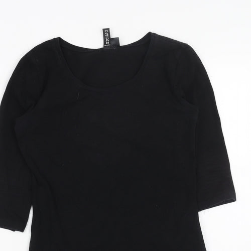 H&M Womens Black Cotton Shift Size 10 Round Neck Pullover