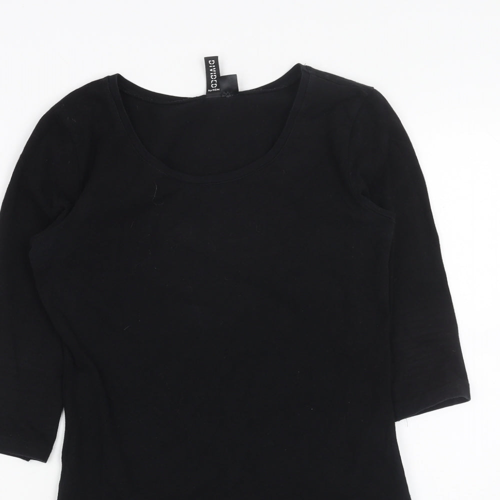 H&M Womens Black Cotton Shift Size 10 Round Neck Pullover