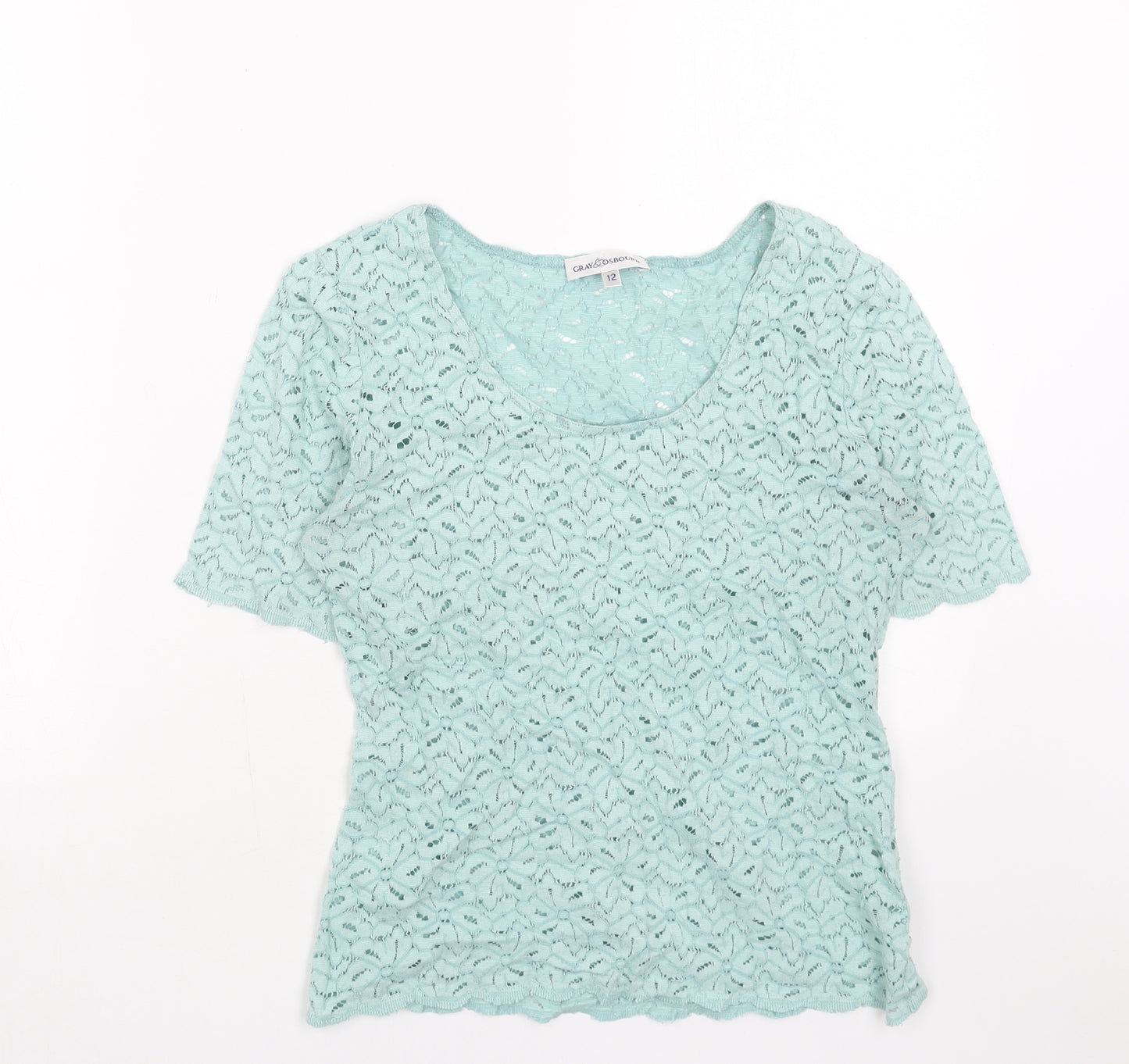 Gray Osbourn Womens Blue Polyamide Basic T-Shirt Size 12 Round Neck