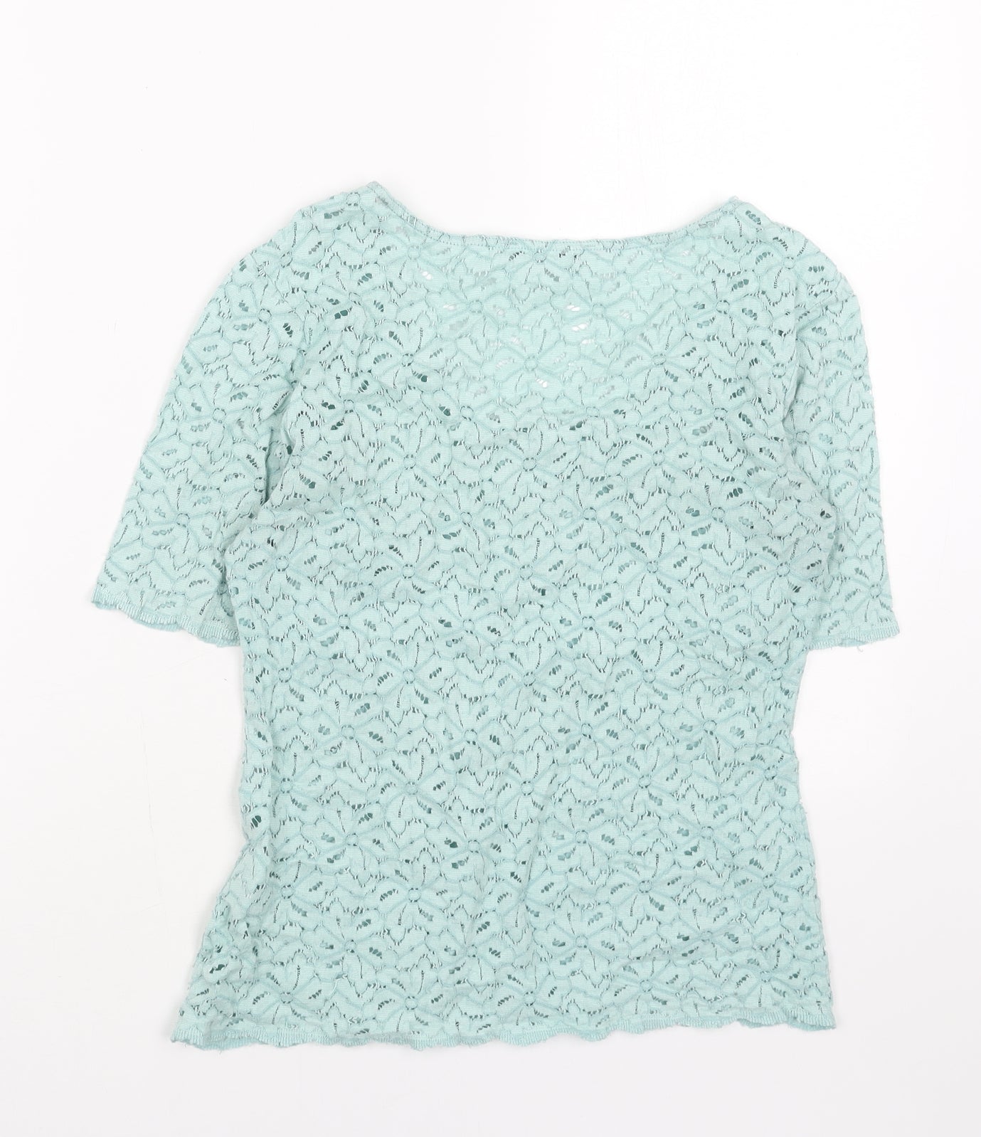 Gray Osbourn Womens Blue Polyamide Basic T-Shirt Size 12 Round Neck