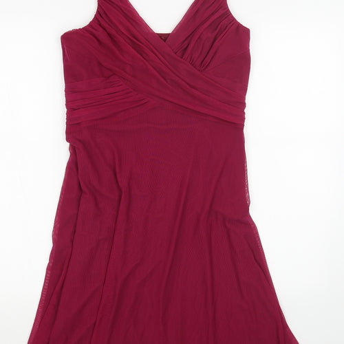 NEXT Womens Pink Nylon A-Line Size 12 V-Neck Zip
