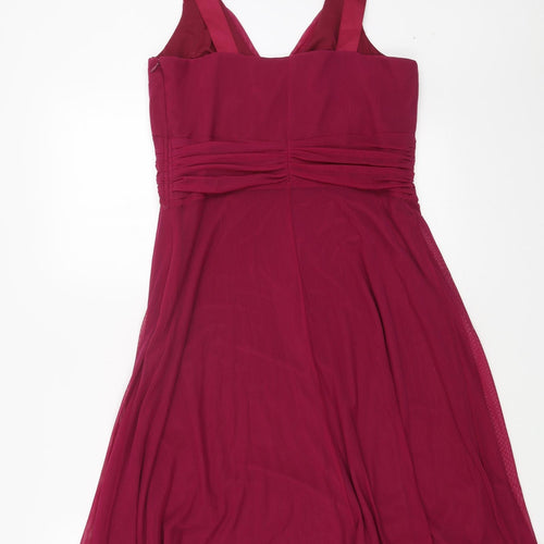 NEXT Womens Pink Nylon A-Line Size 12 V-Neck Zip