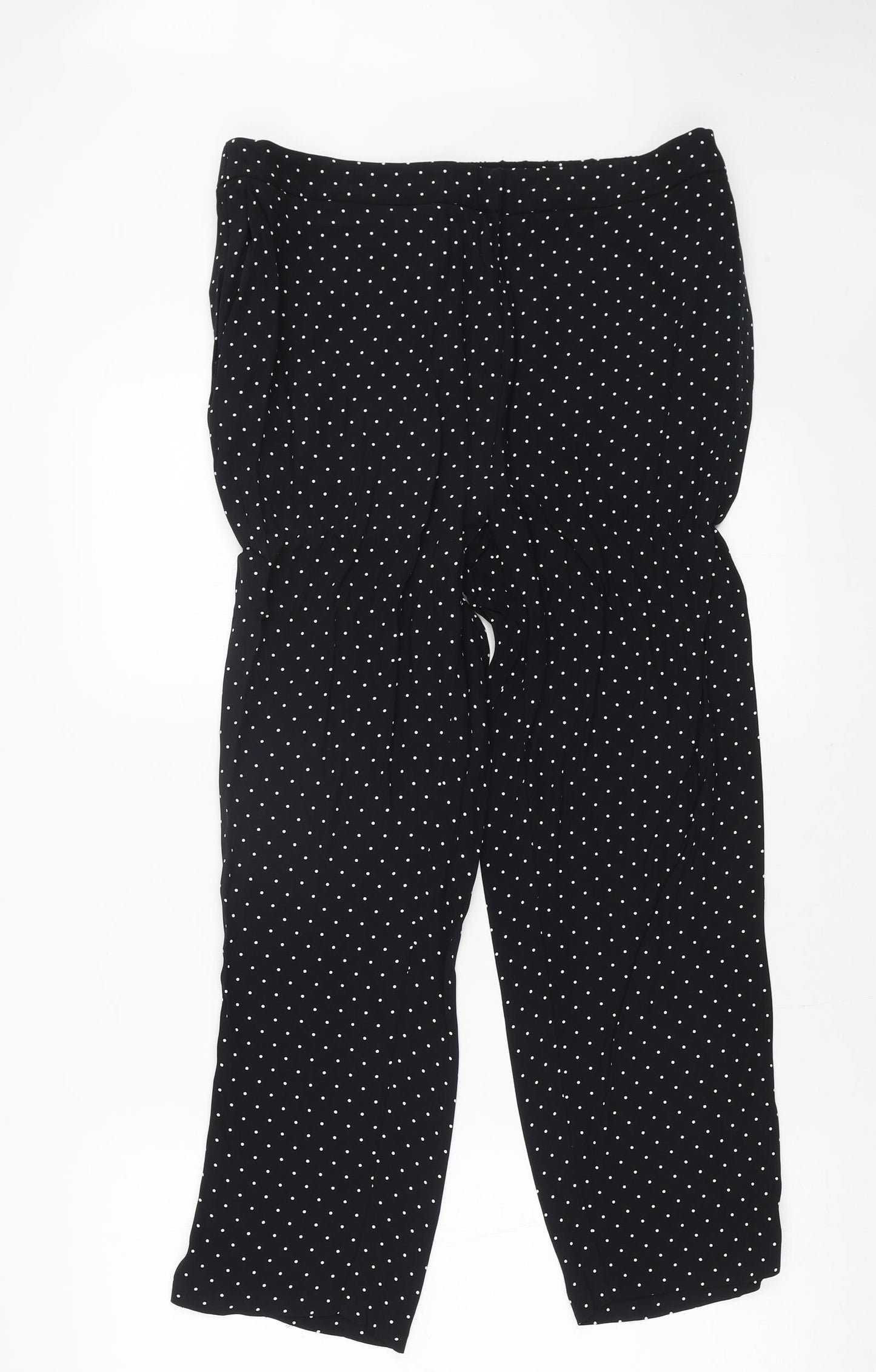 Laura Ashley Womens Blue Polka Dot Viscose Trousers Size 14 L24 in Regular Zip