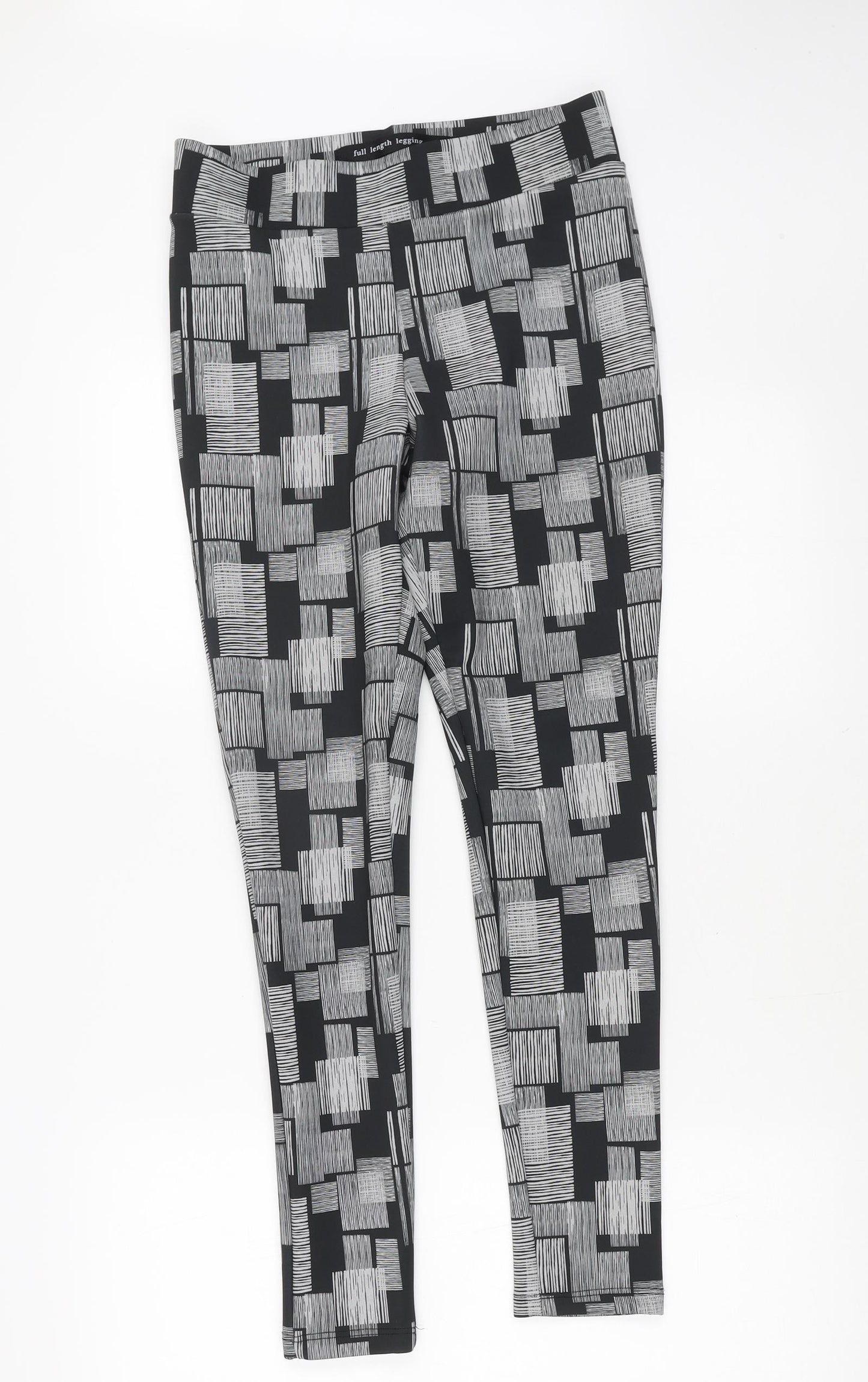 NEXT Womens Grey Geometric Polyester Jogger Leggings Size 10 L27 in