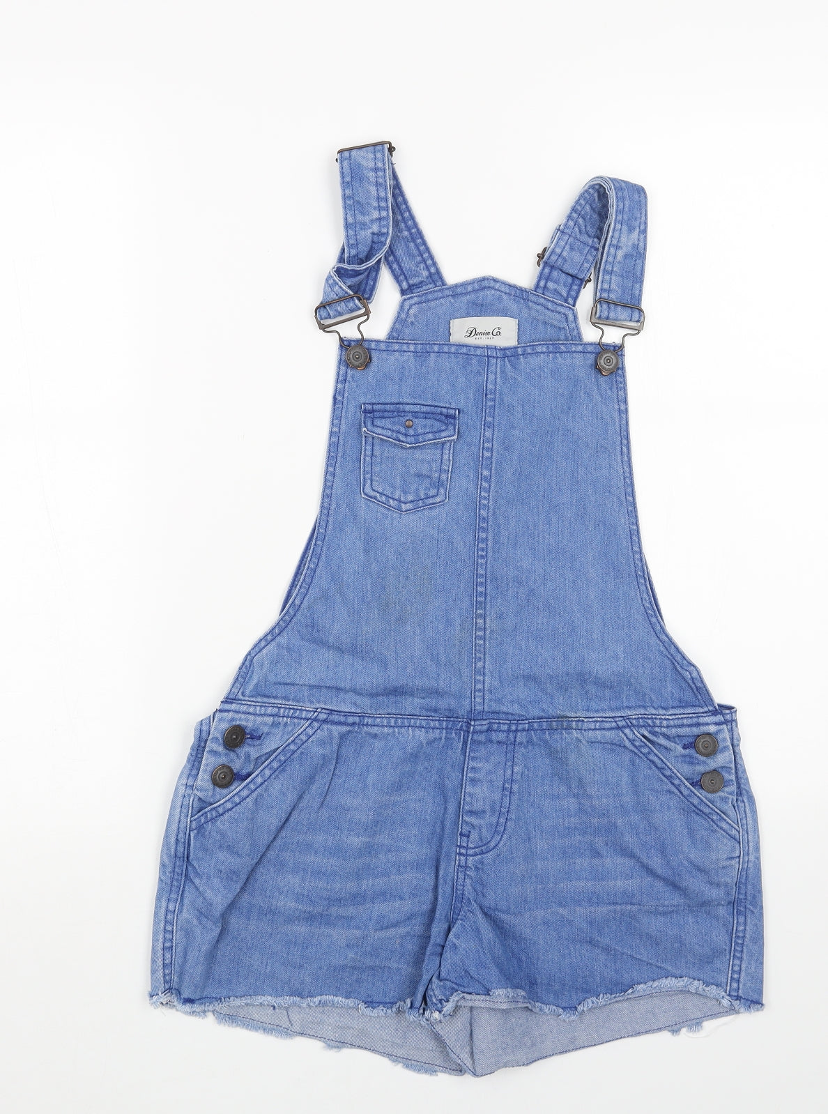 Primark Womens Blue Cotton Dungaree One-Piece Size 10 Buckle - Cut Off