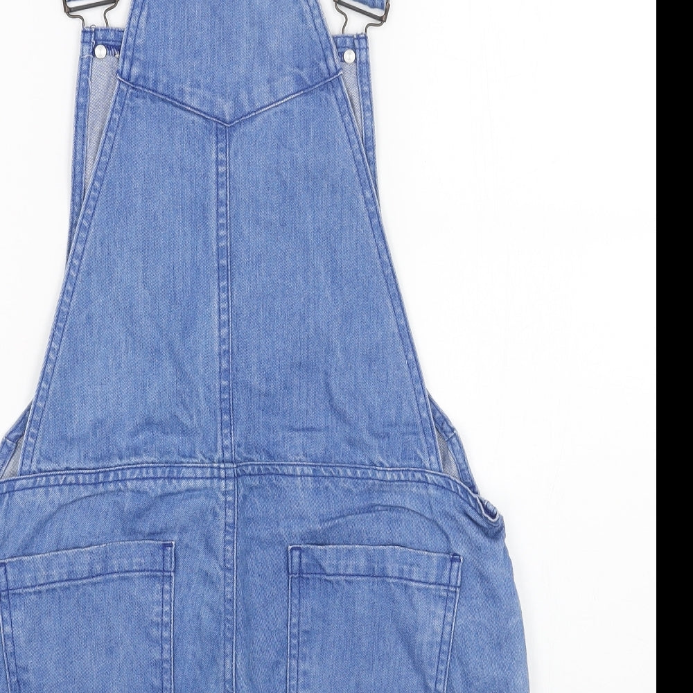 Primark Womens Blue Cotton Dungaree One-Piece Size 10 Buckle - Cut Off