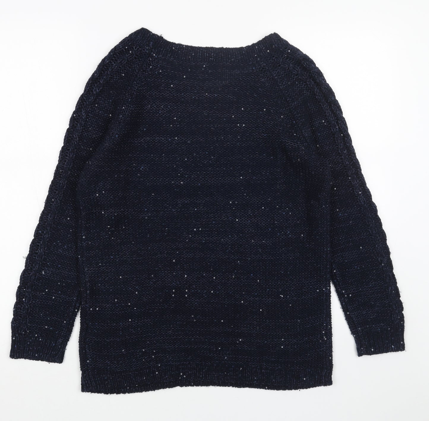 MARKS AN DSP Womens Blue Boat Neck Acrylic Pullover Jumper Size 14