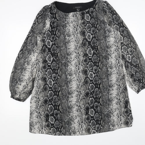Primark Womens Grey Animal Print Polyester A-Line Size 16 Round Neck Pullover - Snakeskin Pattern