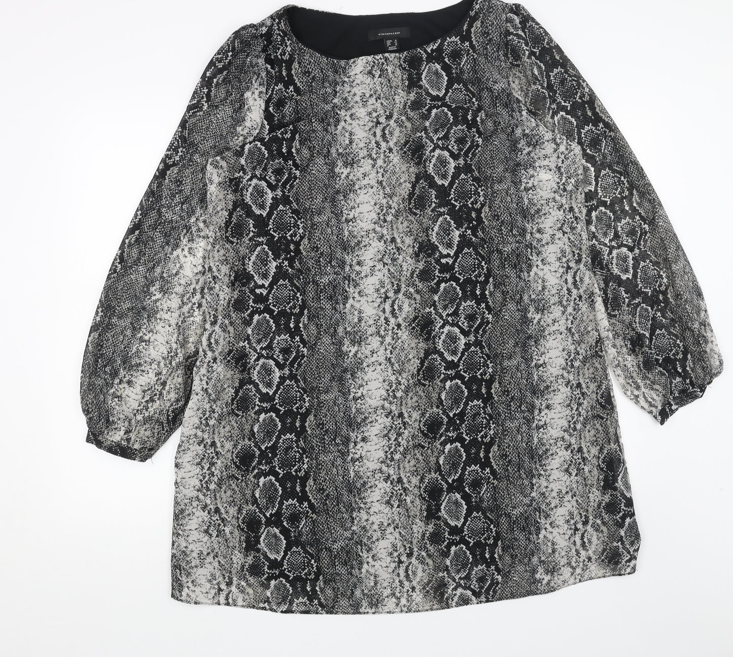Primark Womens Grey Animal Print Polyester A-Line Size 16 Round Neck Pullover - Snakeskin Pattern