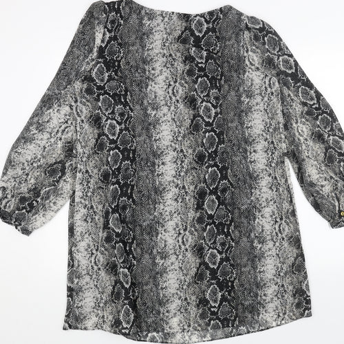 Primark Womens Grey Animal Print Polyester A-Line Size 16 Round Neck Pullover - Snakeskin Pattern