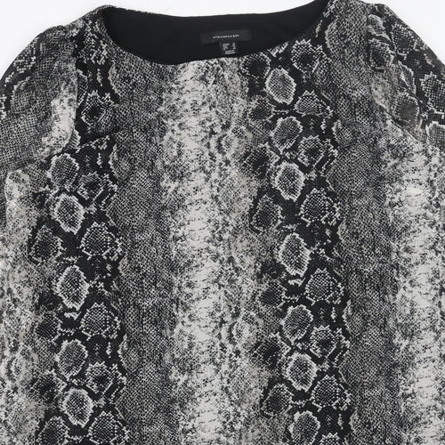 Primark Womens Grey Animal Print Polyester A-Line Size 16 Round Neck Pullover - Snakeskin Pattern