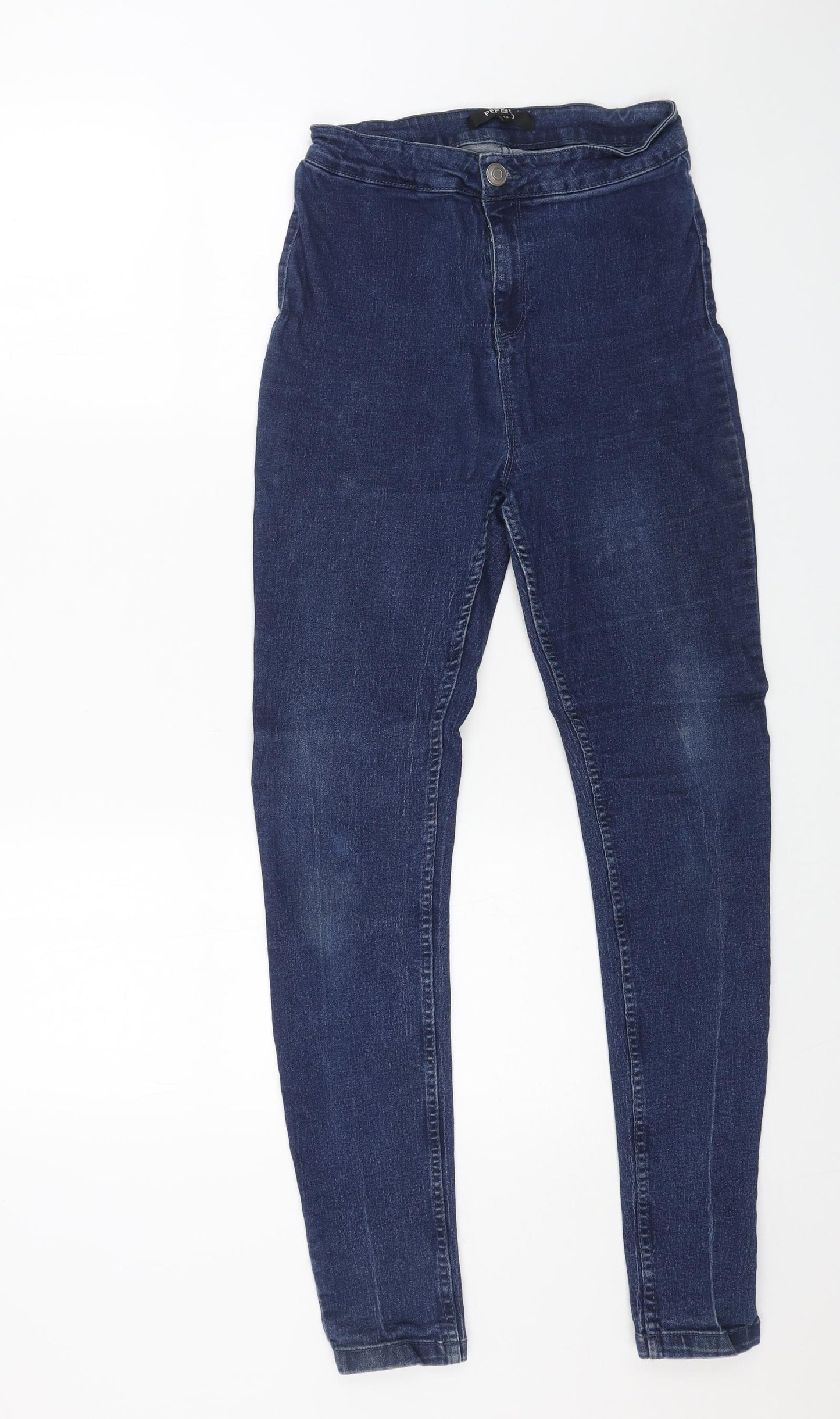 PEP&CO Womens Blue Cotton Skinny Jeans Size 12 L30 in Regular Button