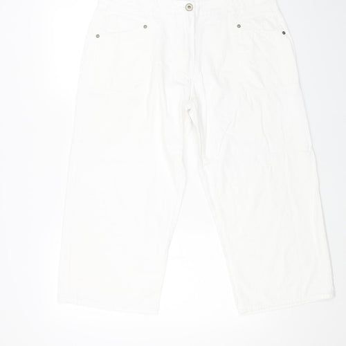INTOWN Womens White Cotton Cropped Jeans Size 38 in L23 in Regular Button