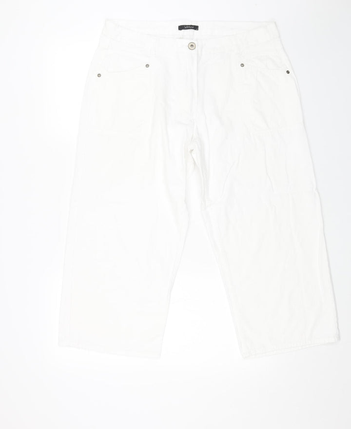 INTOWN Womens White Cotton Cropped Jeans Size 38 in L23 in Regular Button