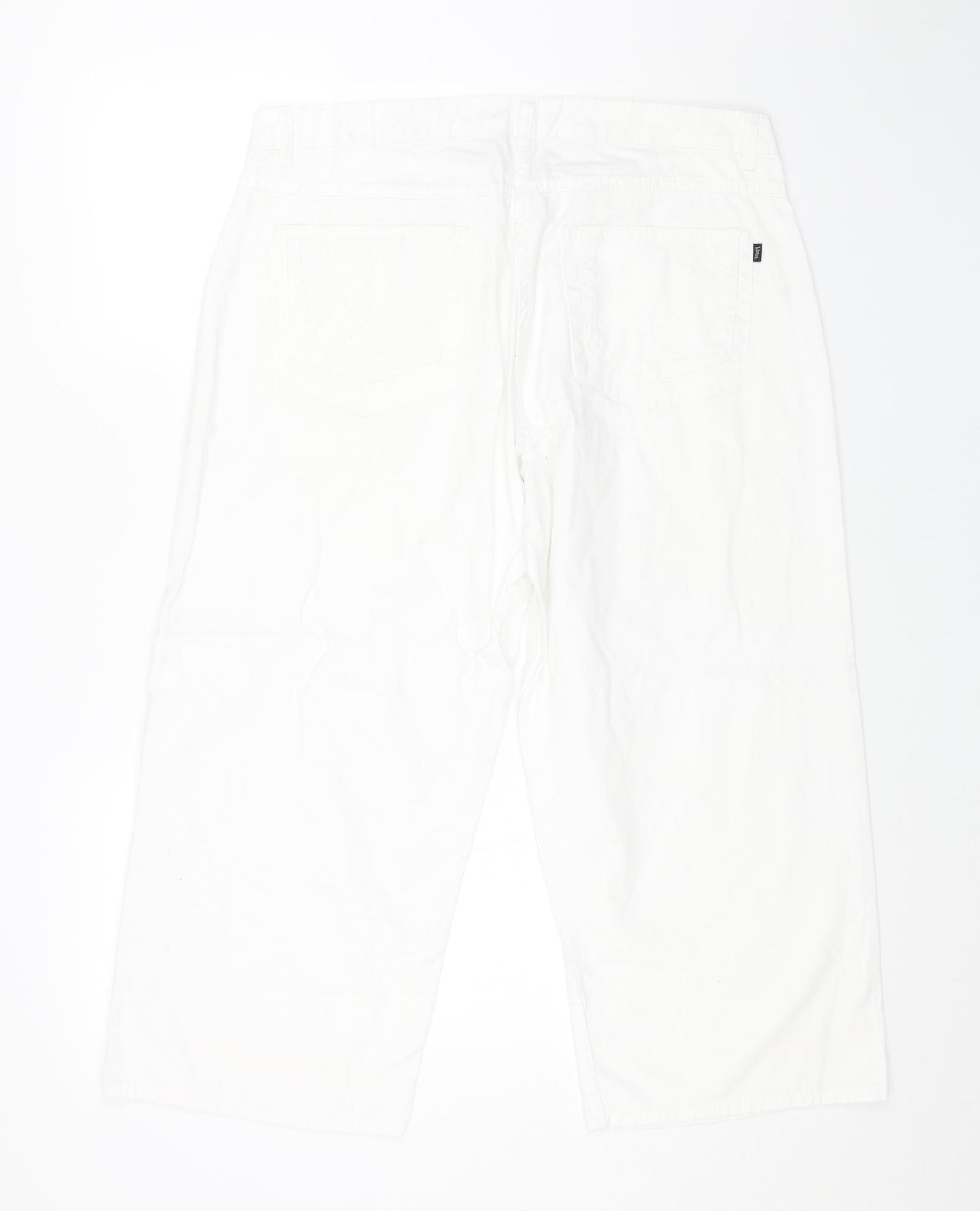 INTOWN Womens White Cotton Cropped Jeans Size 38 in L23 in Regular Button