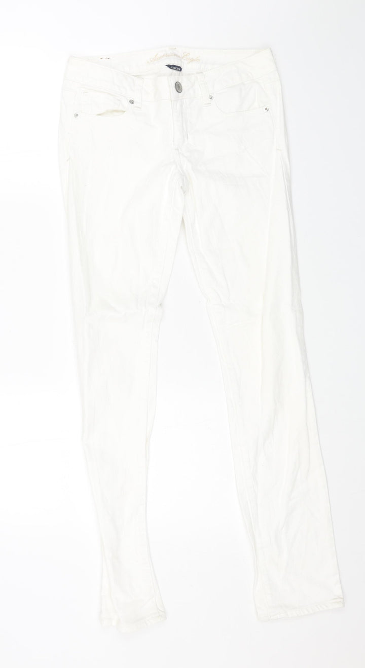 American Eagle Outfitters Womens White Cotton Skinny Jeans Size 32 in L31 in Regular Button