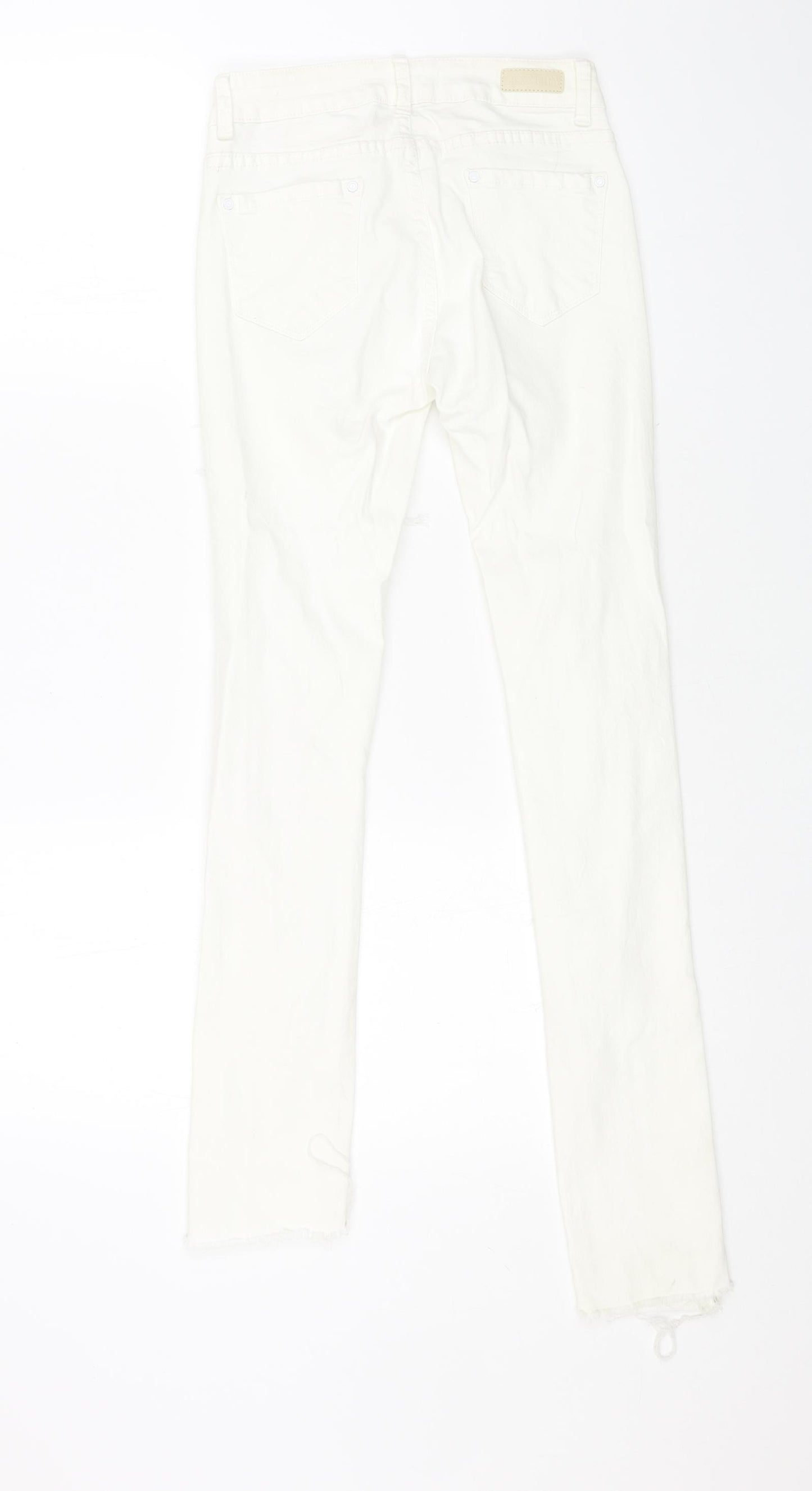 lexxury Womens White Cotton Skinny Jeans Size 28 L27 in Regular Button