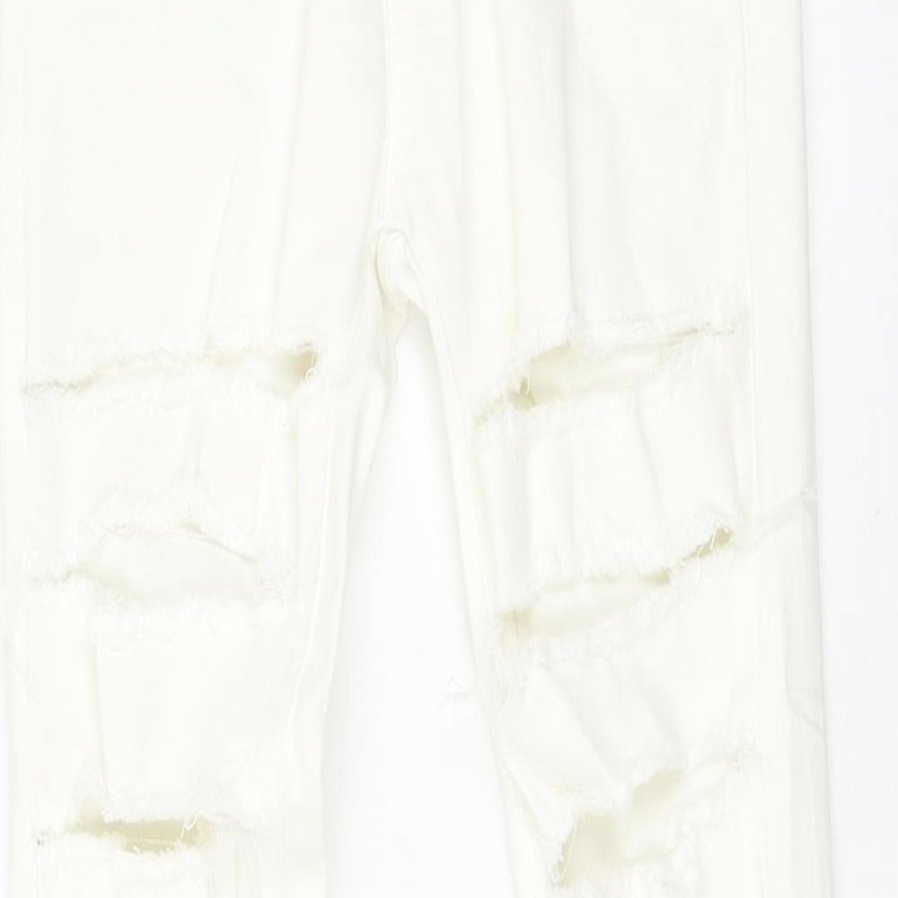 lexxury Womens White Cotton Skinny Jeans Size 28 L27 in Regular Button
