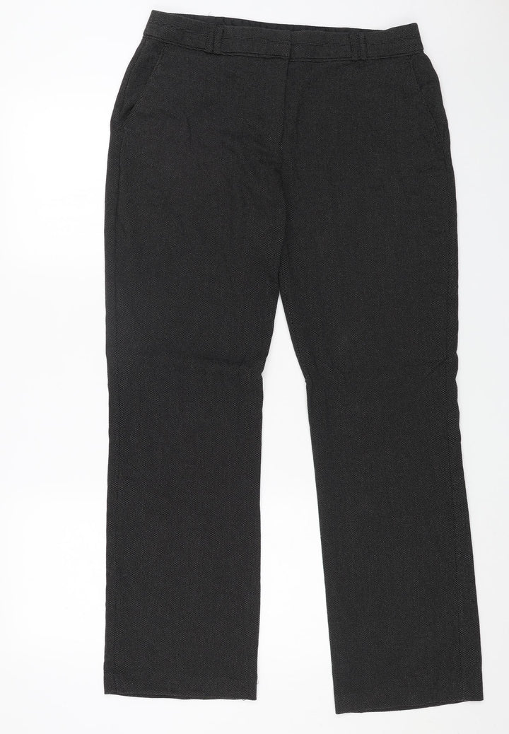 M&Co Womens Grey Polyester Dress Pants Trousers Size 14 L30 in Regular Zip