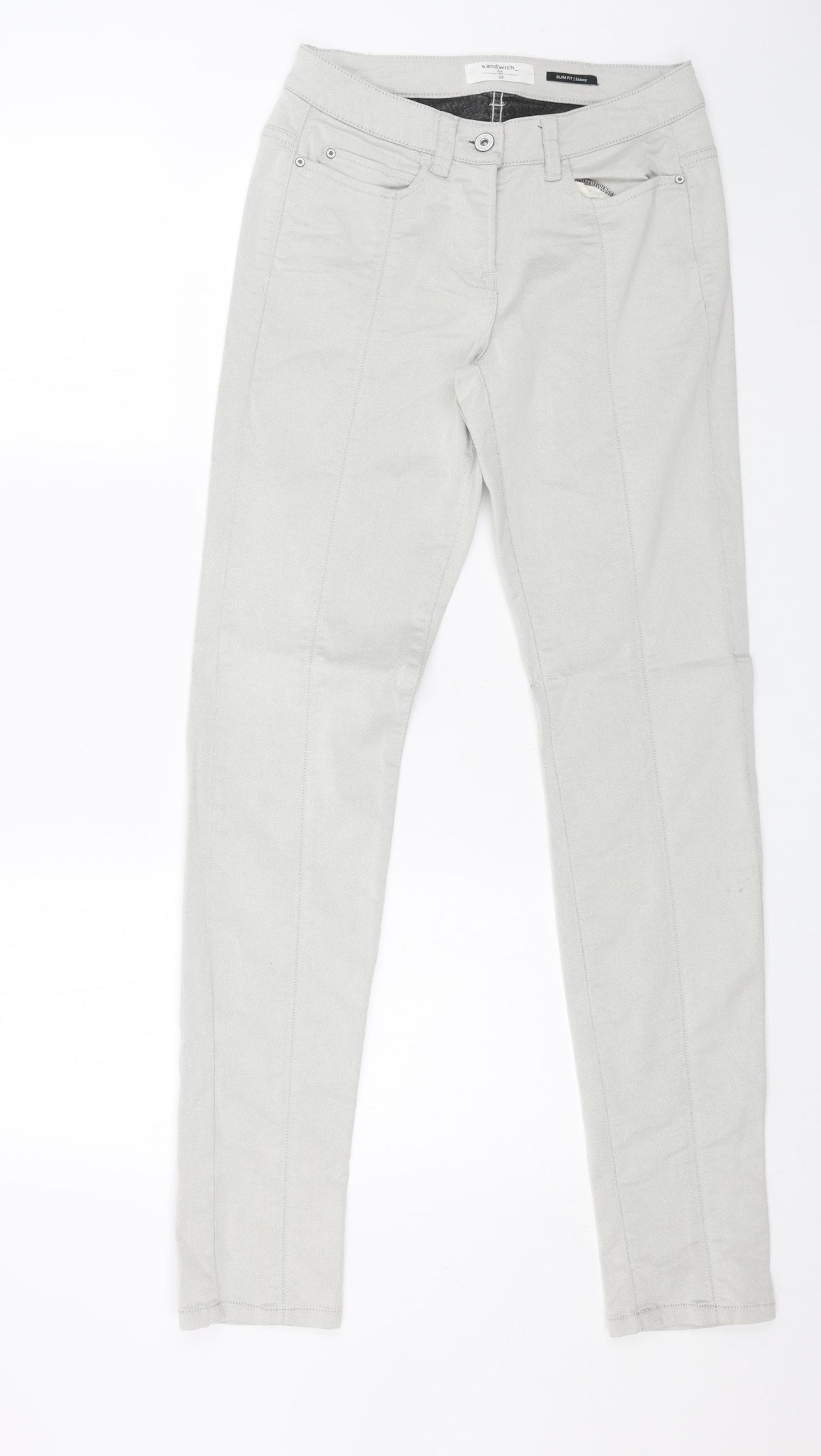 Sandwich Womens Grey Cotton Skinny Jeans Size 30 L34 in Regular Button