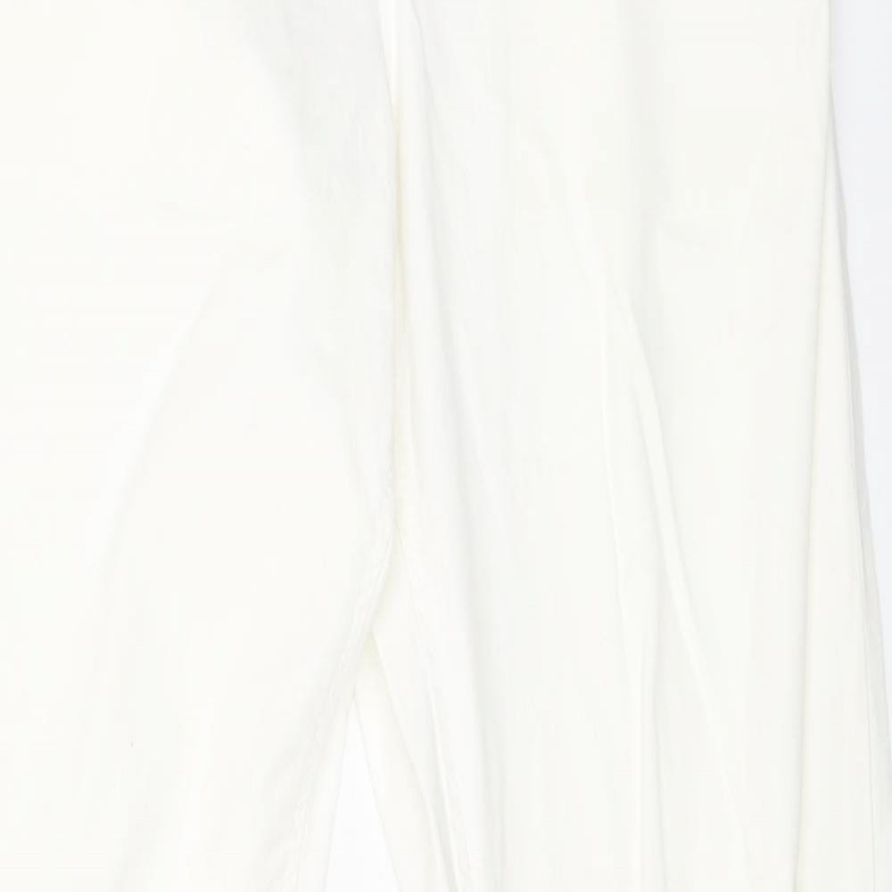 Preworn Womens White Cotton Straight Jeans Size 14 L30 in Regular Button