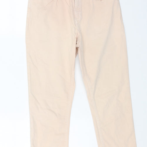 Marks and Spencer Womens Beige Cotton Straight Jeans Size 10 L21 in Regular Button