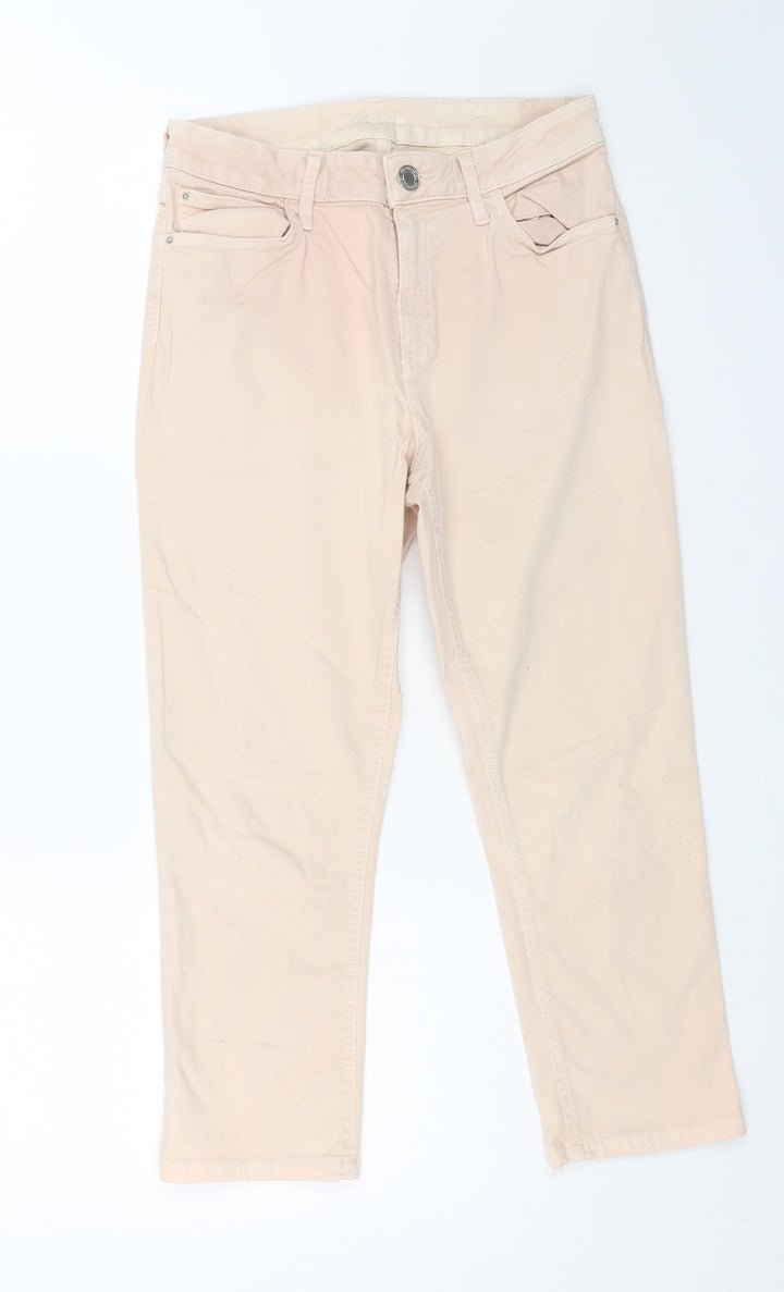 Marks and Spencer Womens Beige Cotton Straight Jeans Size 10 L21 in Regular Button